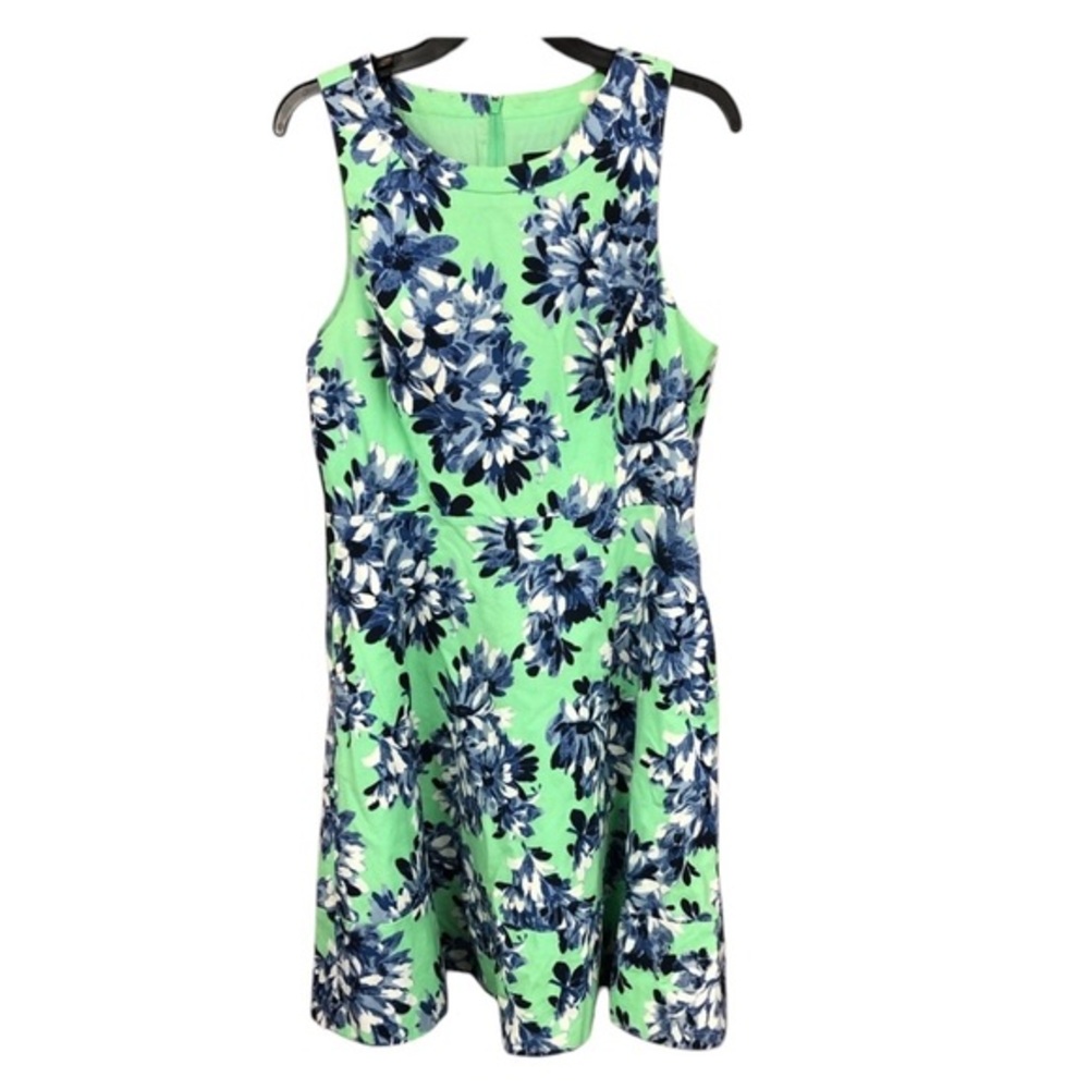 J. Crew Floral Mini Dress in Green and Blue